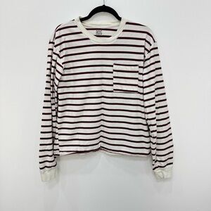 BDG BY URBAN OUTFITTERS striped cropped long-sleeve sz Lg crewneck tee comfy